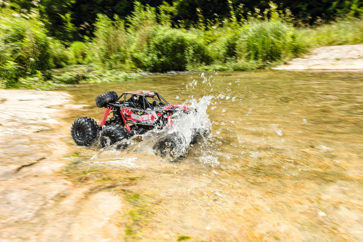 Carson 500404287 1:10 Sea Crawler 6x6 100% RTR Rojo - Coche RC como vehículo Anfibio, 100% RTR, para Tierra y Agua, Robusto y Resistente al Agua, con Mando a Distancia 2.4G