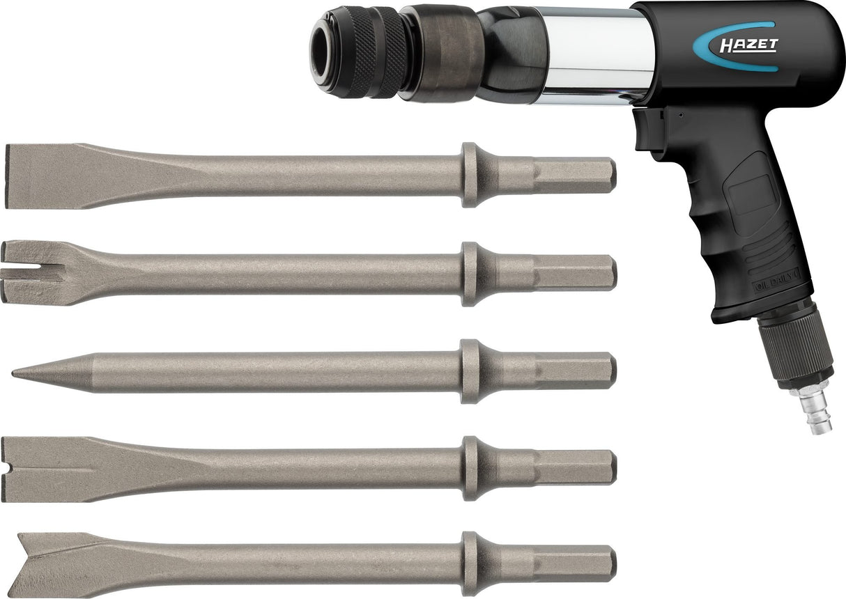 Hazet Juego de cinceles 9035H/5, 5 piezas, cincel plano 175 mm, cincel para cortar chapa 177,5 mm, cincel puntiagudo 174 mm, cincel para cortar remaches 174 mm, cincel para cortar curvas 176,5 mm