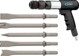 Hazet Juego de cinceles 9035H/5, 5 piezas, cincel plano 175 mm, cincel para cortar chapa 177,5 mm, cincel puntiagudo 174 mm, cincel para cortar remaches 174 mm, cincel para cortar curvas 176,5 mm