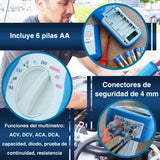 PeakTech 2705 – Miliamperímetro digital con cables de prueba Kelvin de 4 pines, TUV/GS, medición de miliohmios, corriente, multímetro, probador de continuidad, gráfico de barras - CAT III 1000 V