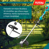 TOTAL - Desbrozadora Brushless A Batería | Batería de 20V de Larga Duración | Incluye Cabezal de Hilo y Disco de 3 Puntas | Ligero y Cómodo, Fácil de Manejar