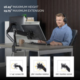 Fellowes Brazo para Monitor Doble Platinum Series - Soporte para Monitor Ajustable, con Funciones de inclinación, Giro y rotación y con 2 Puertos USB - Tamaño máximo del Monitor 32" - Negro