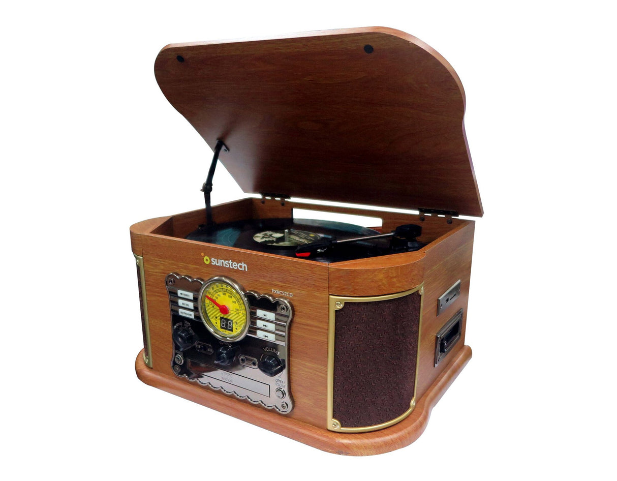 Sunstech PXRC52CDWD - Giradiscos de madera, color madera