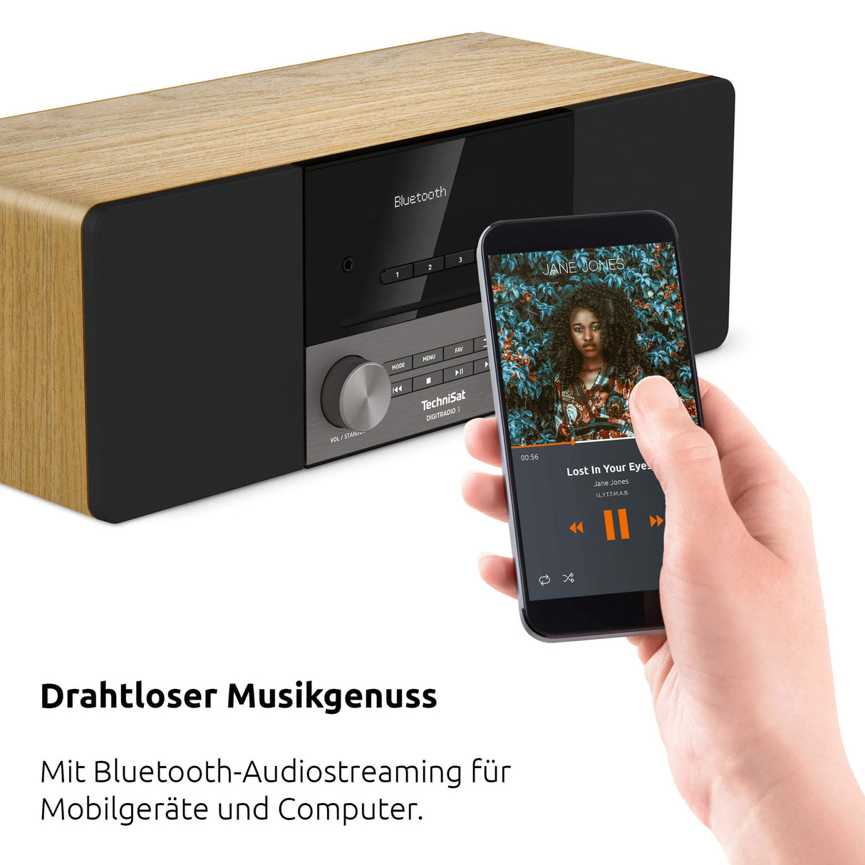 TechniSat DIGITRADIO 3 - Sistema Compacto de Radio Estéreo Dab (Dab+, FM, Reproductor de CD, Bluetooth, USB, Conexión para Auriculares, Entrada AUX, Radio Reloj Despertador, Pantalla OLED) Roble