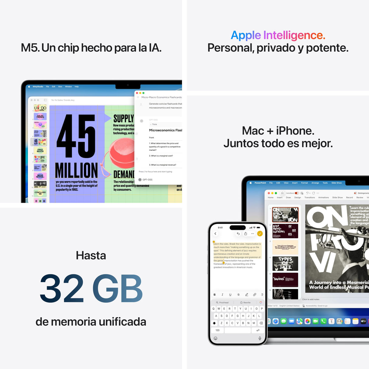 Apple MacBook Air de 13,6 Pulgadas con Chip M5: Pantalla Liquid Retina, CPU de 10 núcleos, GPU de 8 núcleos, 16 GB de Memoria unificada, 512 GB de SSD, Wi-Fi 7,Teclado español; Medianoche