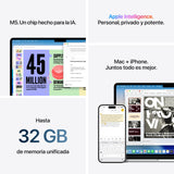 Apple MacBook Air de 13,6 Pulgadas con Chip M5: Pantalla Liquid Retina, CPU de 10 núcleos, GPU de 8 núcleos, 16 GB de Memoria unificada, 512 GB de SSD, Wi-Fi 7,Teclado español; Medianoche