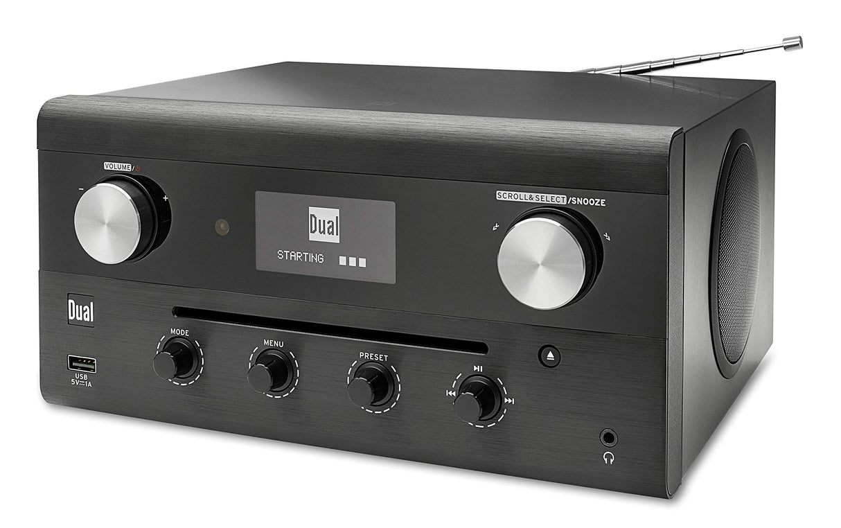 Radio híbrido de diseño 74988 • CD, USB, MP3, DAB+ radio, entrada auxiliar, radio FM, streaming de música, Spotify, AmazonMusic, sistema estéreo, pantalla OLED, HIFI, conector para auriculares, negro,