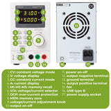 Velleman Suministro de laboratorio, programable, ajustable, 0-30 VCC/0-5 A, limitación de corriente, protección contra cortocircuitos, pantalla LCD, USB, conexión gris