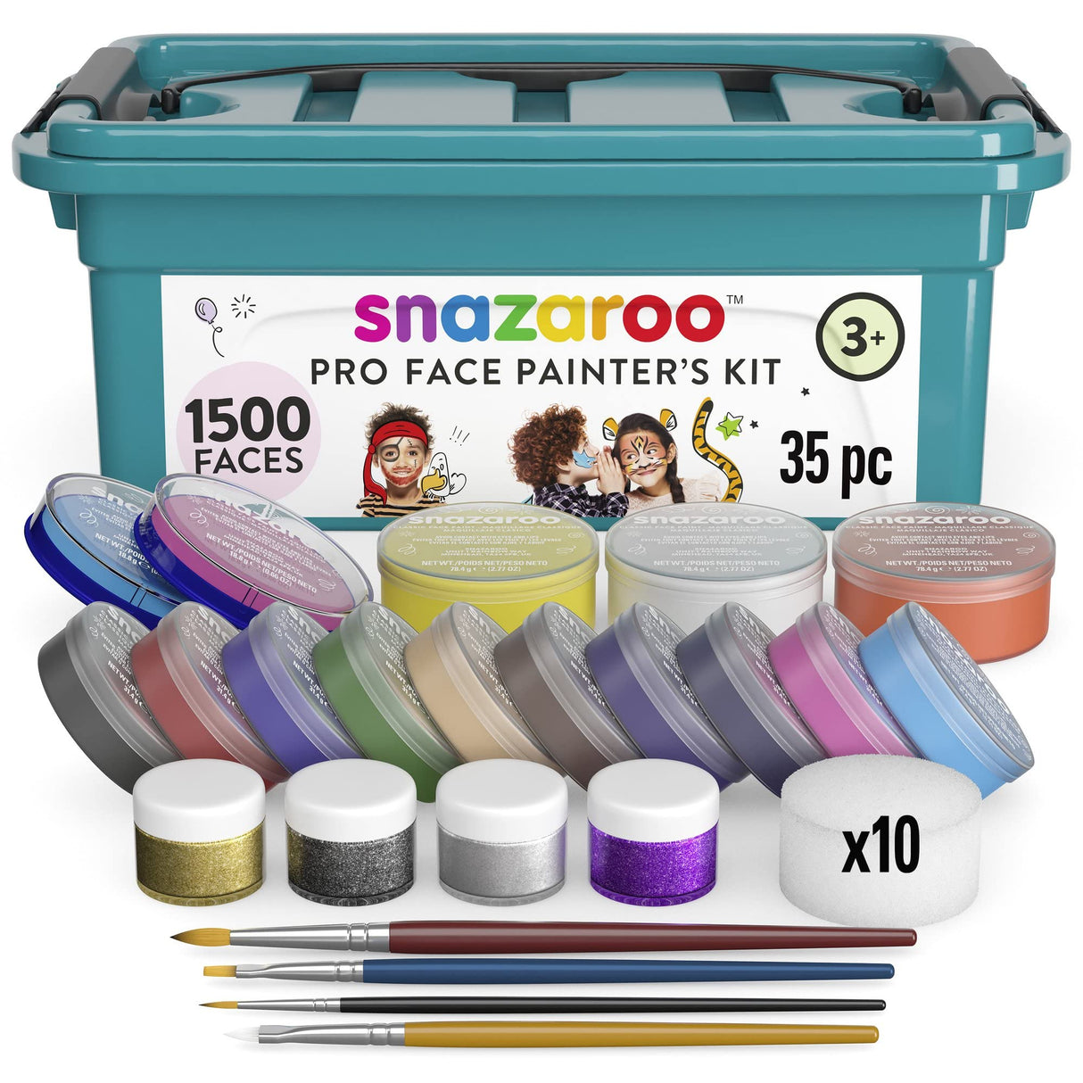 Snazaroo - Pintura facial y corporal, kit profesional de 35 piezas