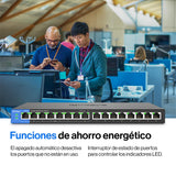 Linksys LGS116P-EU switch de red Gigabit no administrado de 16 puertos con 8 puertos PoE+, hasta 1000 Mbps, para empresas y particulares, vigilancia IP, divisor Ethernet de sobremesa