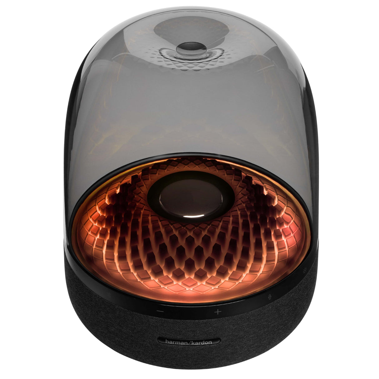 Harman Kardon Aura Studio 4 - Altavoz Bluetooth para casa, con cúpula Transparente, iluminación Ambiental con Cinco Patrones de Efecto Diamante, Sonido Potente, Negro
