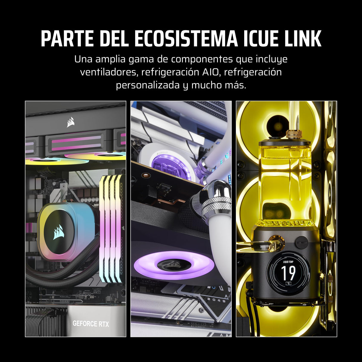 CORSAIR iCUE Link LX120-R RGB 120mm Ventilador Inverso PWM – Kit de Triple Ventilador – Bajo Nivel de Ruido, Cojinete de Cúpula Magnética, Lazos de Luz Duales, Tornillos QuikTurn™, Cero RPM – Negro