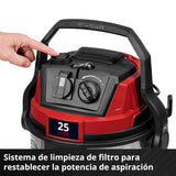 Einhell Aspirador en seco y húmedo TE-VC 2580 SACL (1100 W, Potencia de aspiración 200 mbar, depósito 25 l, Clase de protección al Polvo L, Filtro HEPA, Limpieza de filtros, Toma aut., Accesorios)