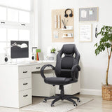 SONGMICS Racing Silla de Escritorio de Oficina Ergonómica Regulable con Ruedas, OBG56B, Negro, 776732