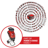 Einhell Trituradora de cuchillas con batería REDAXXO 36/25 Power X-Change (36V, máx. 25mm de grosor de rama, 3 cuchillas reversibles de acero, bolsa colectora de 55L, asa de transporte, prensador)