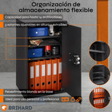Brihard Business XXL Caja Fuerte con Llave Grande de 73x40x36cm con Bolsa A4 Ignífuga, para la Oficina 102L, con 3 Estantes Ajustables en Altura, para Documentos, Dinero y Joyas