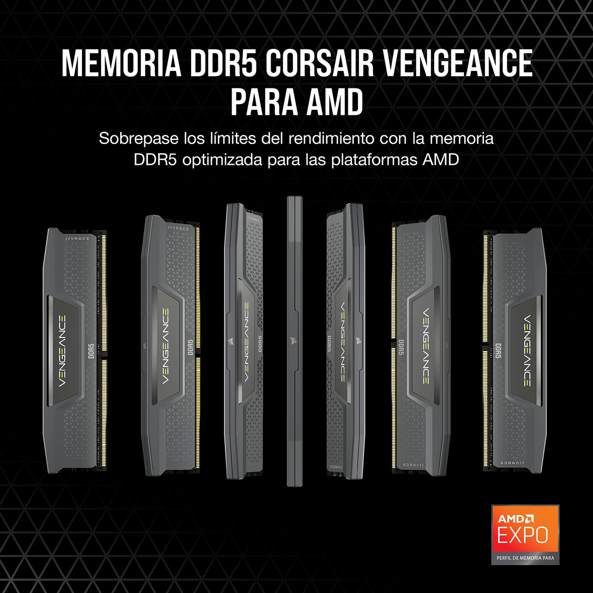CORSAIR VENGEANCE DDR5 64GB (2x32GB) DDR5 5600MHz CL40 AMD EXPO Intel XMP iCUE Memoria de Ordenador Compatible - Gris (CMK64GX5M2B5600Z40)