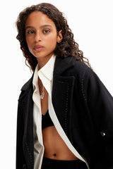 Desigual Coat_Stitch Woman Woven Overcoat, Negro, S Mujeres