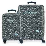 Pepe Jeans Alenka Juego de Maletas Azul 55/68 cms Rígida ABS Cierre TSA 104L 6,64 kgs 4 Ruedas Dobles Equipaje Mano by Joumma Bags