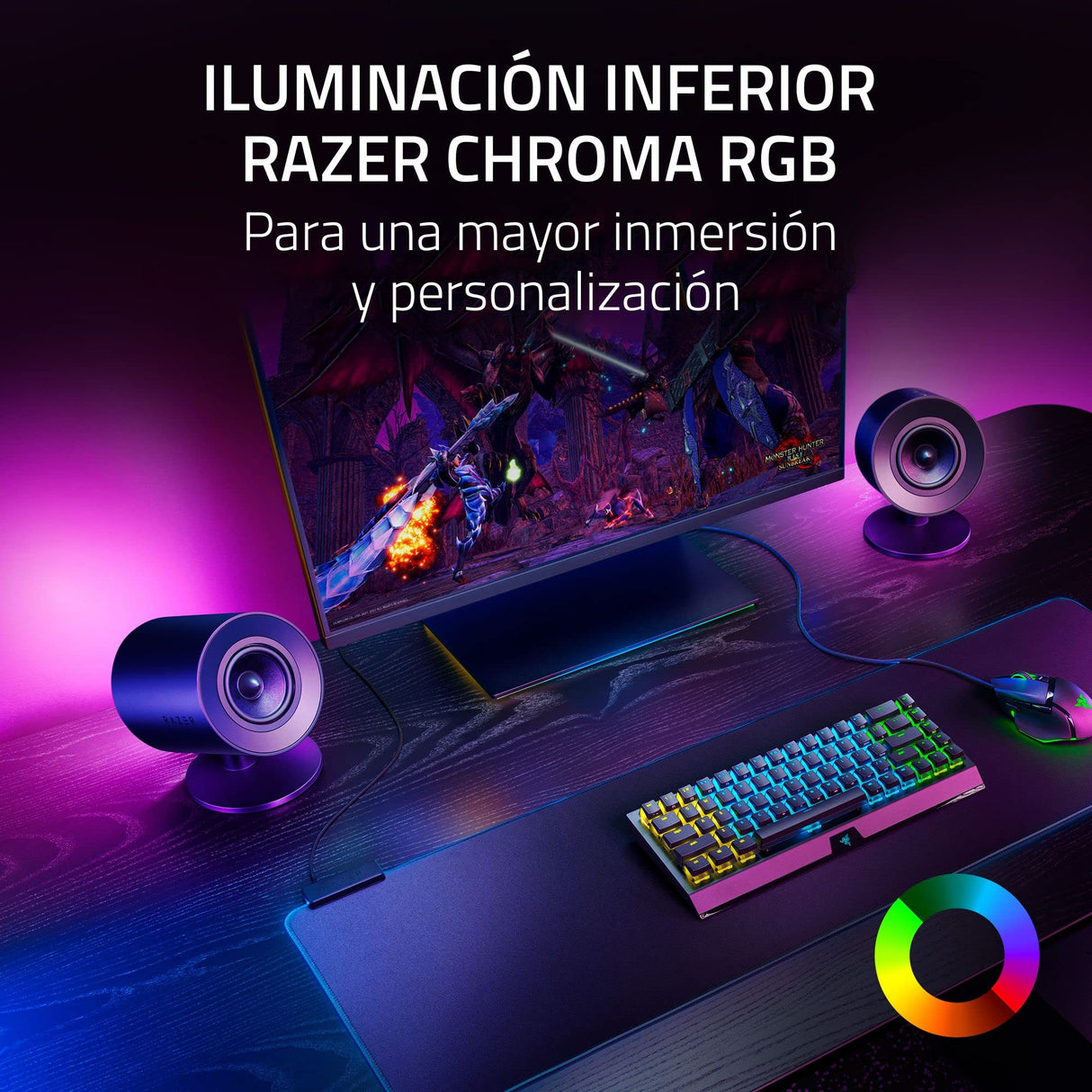 Razer Nommo V2 - Altavoces Gaming de Rango Completo 2.1 para PC con Subwoofer con Cable (Diafragmas de Gama Completa de 3 pulgadas con Correctores de Fase de Aluminio, THX Spatial Audio) Negro