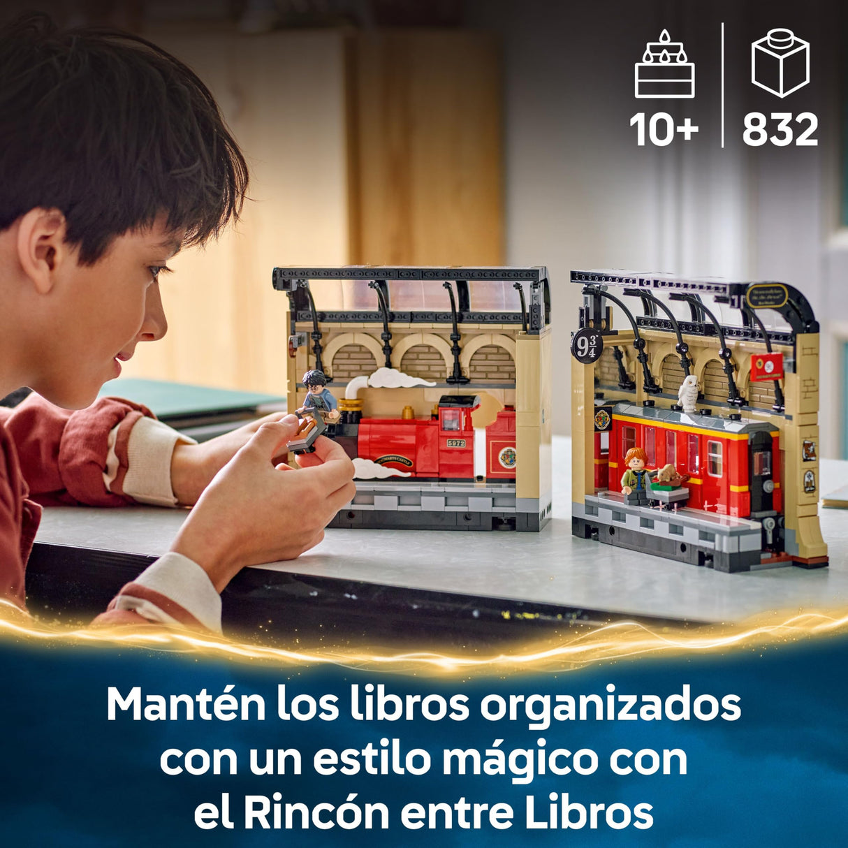 LEGO Harry Potter Rincón Entre Libros: Expreso de Hogwarts - Sujetalibros con un Tren de Juguete -2 Minifiguras (Harry y Ron Weasley) y Figura de Hedwig - Regalo para Niñas y Niños de 10+ Años 76450