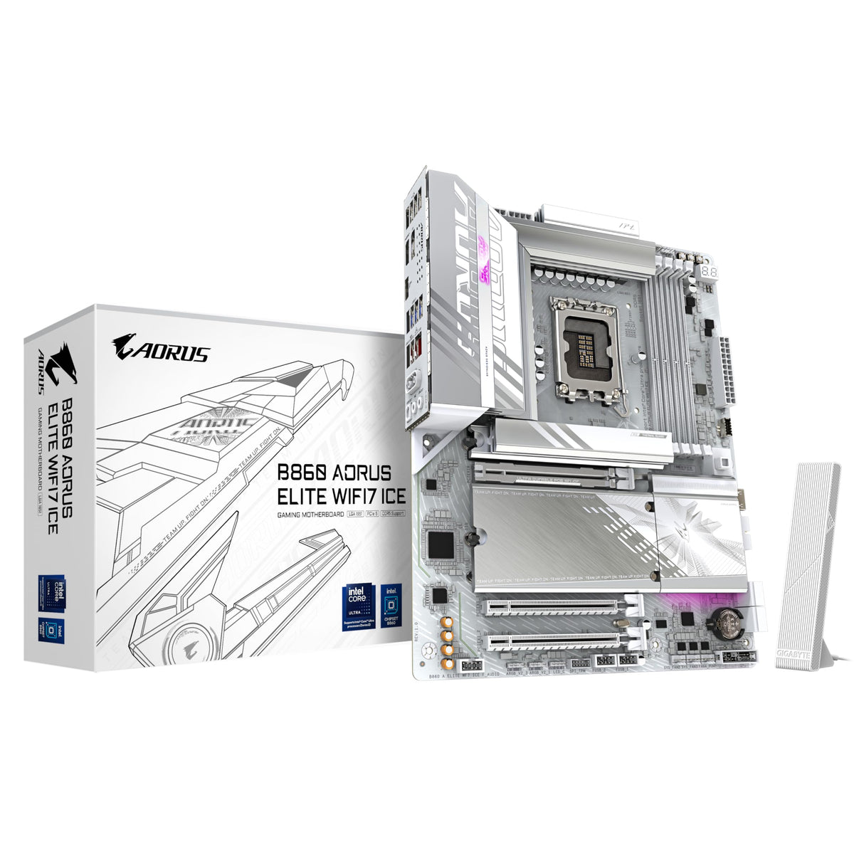 GIGABYTE B860 AORUS Elite WIFI7 Ice Placa Base - CPUs Intel Core Ultra, VRM de 14+1+2+1 Fases, hasta 9200MHz DDR5, 1xPCIe 5.0 + 2xPCIe 4.0 M.2, LAN 2,5 GbE, WiFi 7, USB 4