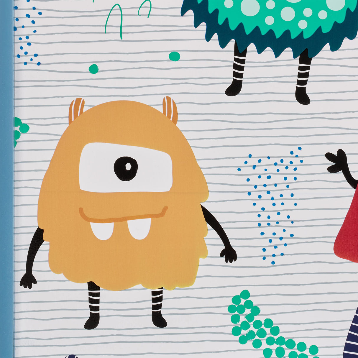 Relaxdays Caja Juguetes Diseño Monstruos, Baúl Infantil Almacenaje con Tapa, Arcón Niños, 50x60x36,5cm, MDF, Azul/Blanco, Tablero de Fibras