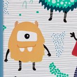 Relaxdays Caja Juguetes Diseño Monstruos, Baúl Infantil Almacenaje con Tapa, Arcón Niños, 50x60x36,5cm, MDF, Azul/Blanco, Tablero de Fibras
