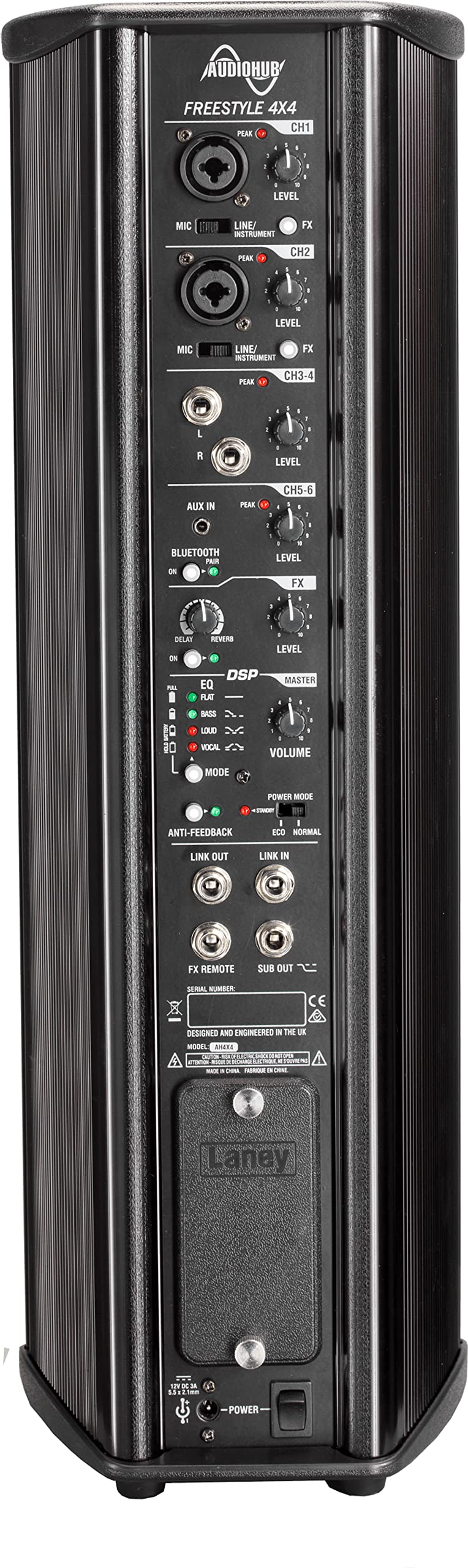 Laney AUDIOHUB Series AH4X4-6 Channel Portable PA System with Bluetooth - 35W - Mains or Battery Power