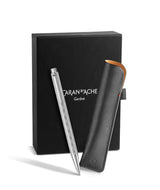 Caran d'Ache ECRIDOR TRESSÉ 849 8902.024 - Juego de bolígrafos chapados en platino con mango de latón y estuche de piel, edición especial