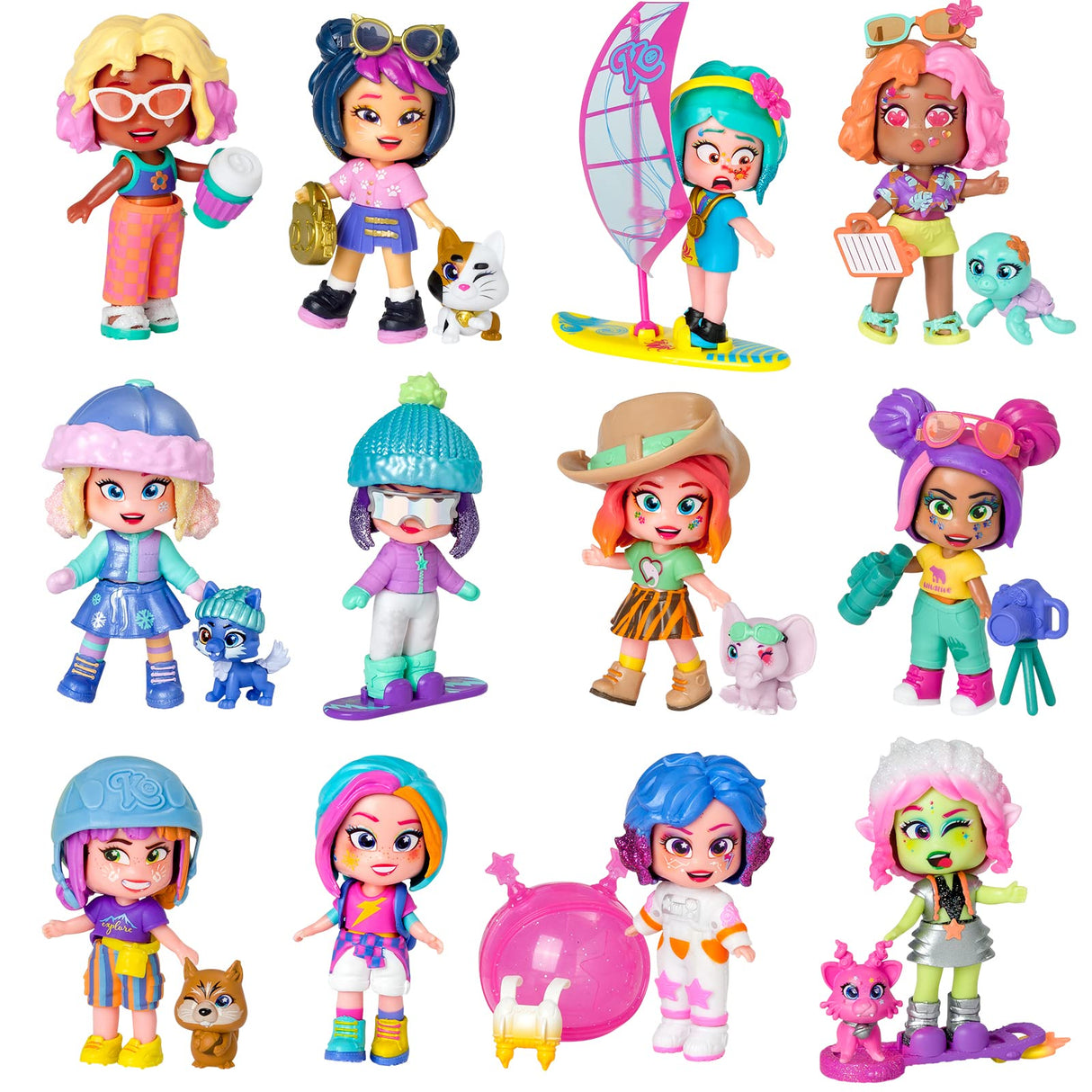KOOKYLOOS Serie Holiday Yay! – Colección Completa Muñeca Sorpresa Coleccionable con Accesorios de Moda, Ropa, Zapatos y Juguetes con 3 Expresiones Divertidas. Incluye la colección Completa