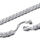 PANDORA Pulsera de tenis para mujer, plata y circonita, 593539C01, 18cm, Plata de ley, Circonita cúbica