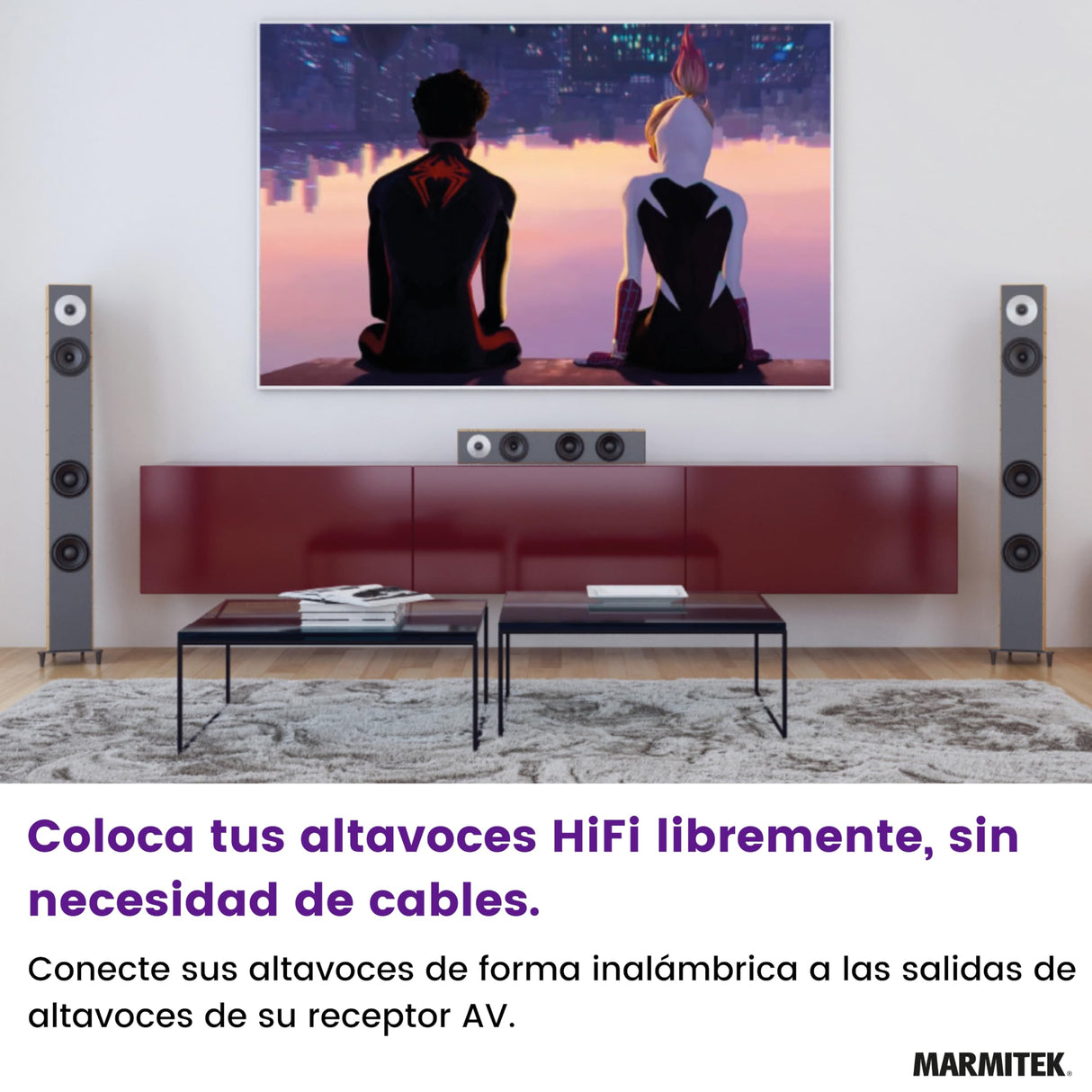 Transmisor de Audio Marmitek para Altavoces - Marmitek Speaker Anywhere 750 - Audio inalámbrico - Conexión de Dos Altavoces HiFi - 1 transmisor / 2 receptores (50 W RMS)