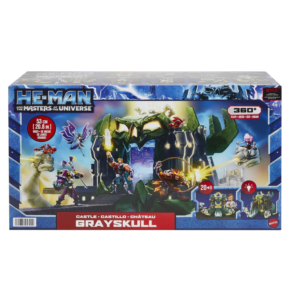 Masters of the Universe - He-Man and the Masters of the Universe Castillo de Grayskull con luces y sonidos para figuras de acción, juguete +4 años (Mattel HGW39)