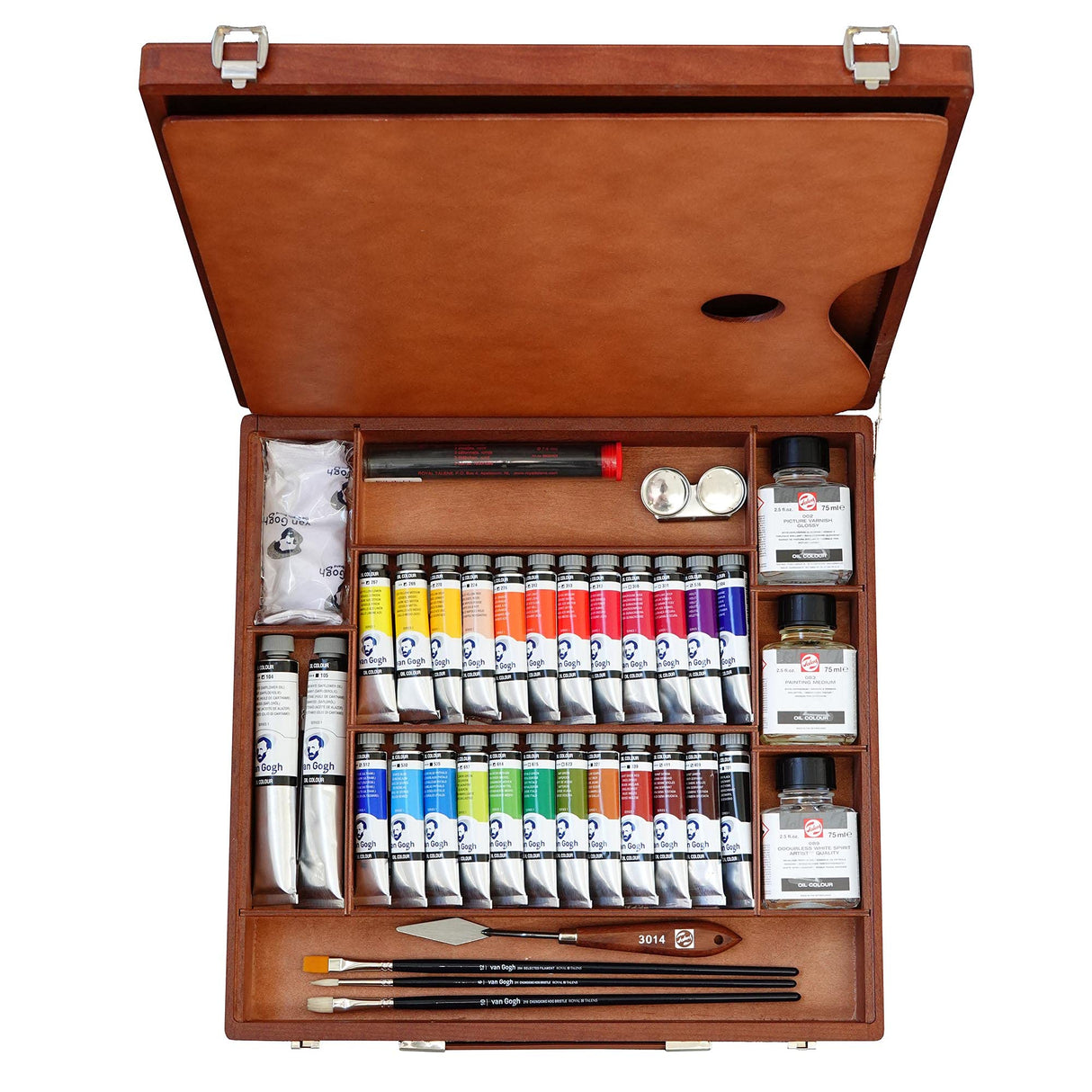 Van Gogh CAJA DE MADERA PINTURAS AL ÓLEO 24 TUBOS DE 20 ML + 2 TUBOS DE 60 ML + AUXILIARES + ACCESORIOS