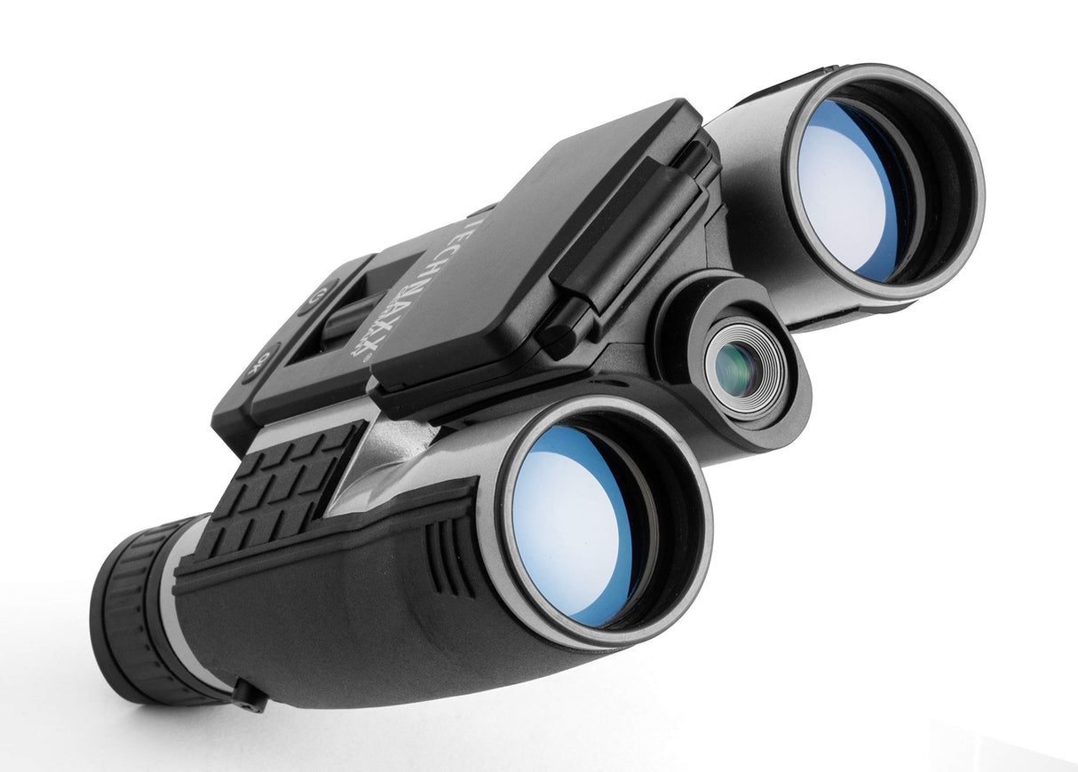 Binoculares Technaxx con Pantalla para Adultos, utilizados para observar Aves, Animales, Viajar, Cazar, Eventos Deportivos - Grabación de Video y Fotos FullHD, Zoom 4X, MicroSD - Binoculares TX-142