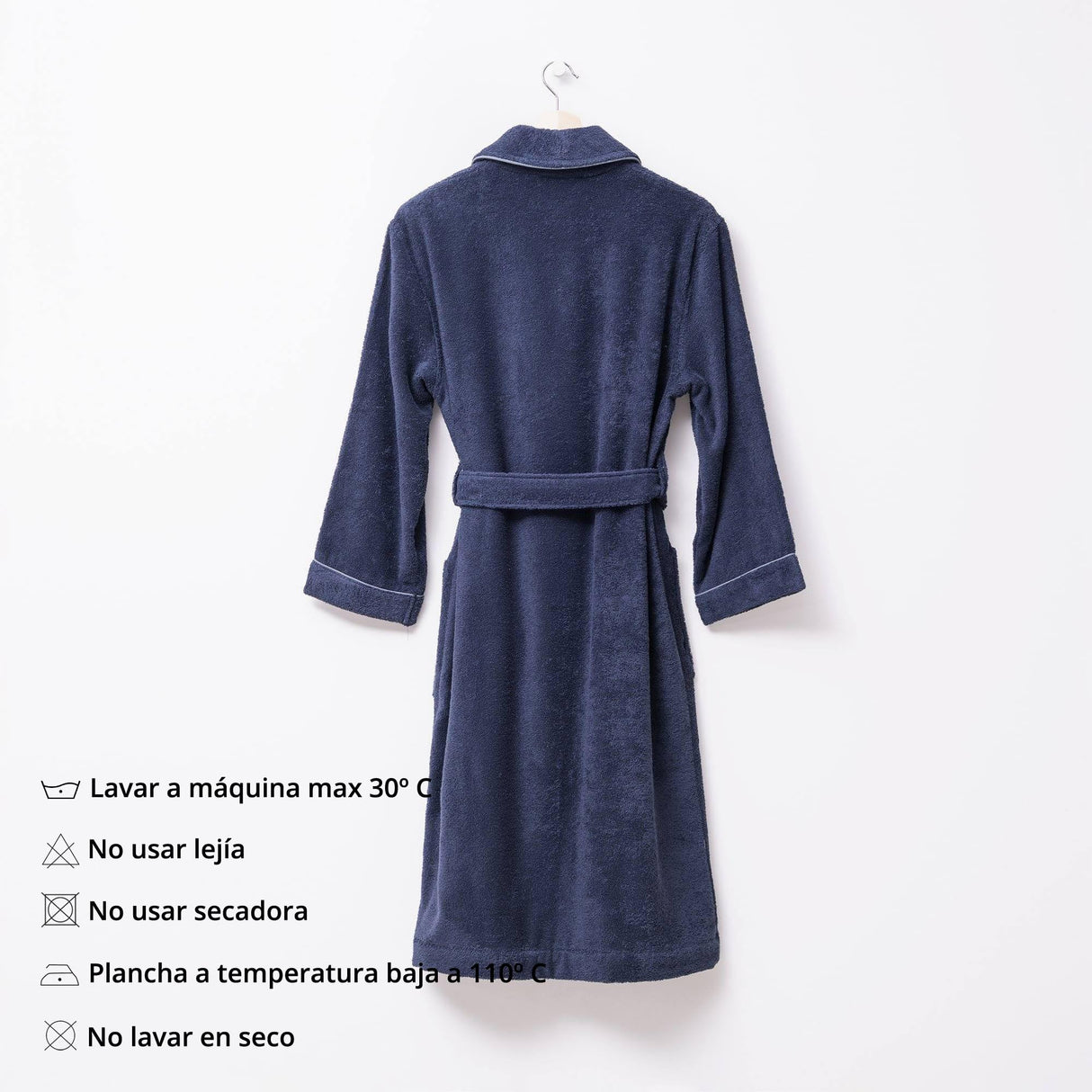 Albornoz L-XL 100%Algodón 360GSM Azul con ribetes grises Scalpers Home