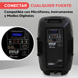 Pyle Kit de Sistema PA, Portátil, Inalámbrico, 1800W, Bluetooth, Activo + Pasivo, Sonido Interior/Exterior, Entradas USB, SD, AUX, XLR, RCA, Incluye 2 Soportes, Micrófono Cableado, Mando a distancia