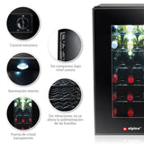 alpina Vinoteca - 230V - 18 Botellas/50L - Vinoteca - Temperatura regulable 11°C a 22°C - Puerta de Cristal e Iluminación Interior - Poco o Ningún Ruido - Negro
