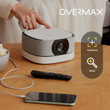 OVERMAX Multipic 4.5 Proyector LCD FullHD 1080p Proyector 2 en 1 con Powerbank Enfoque Automático, Corrección Trapezoidal, Wi-Fi de Doble Banda Bluetooth 5.1, 3000 lúmenes Imagen de hasta 200"
