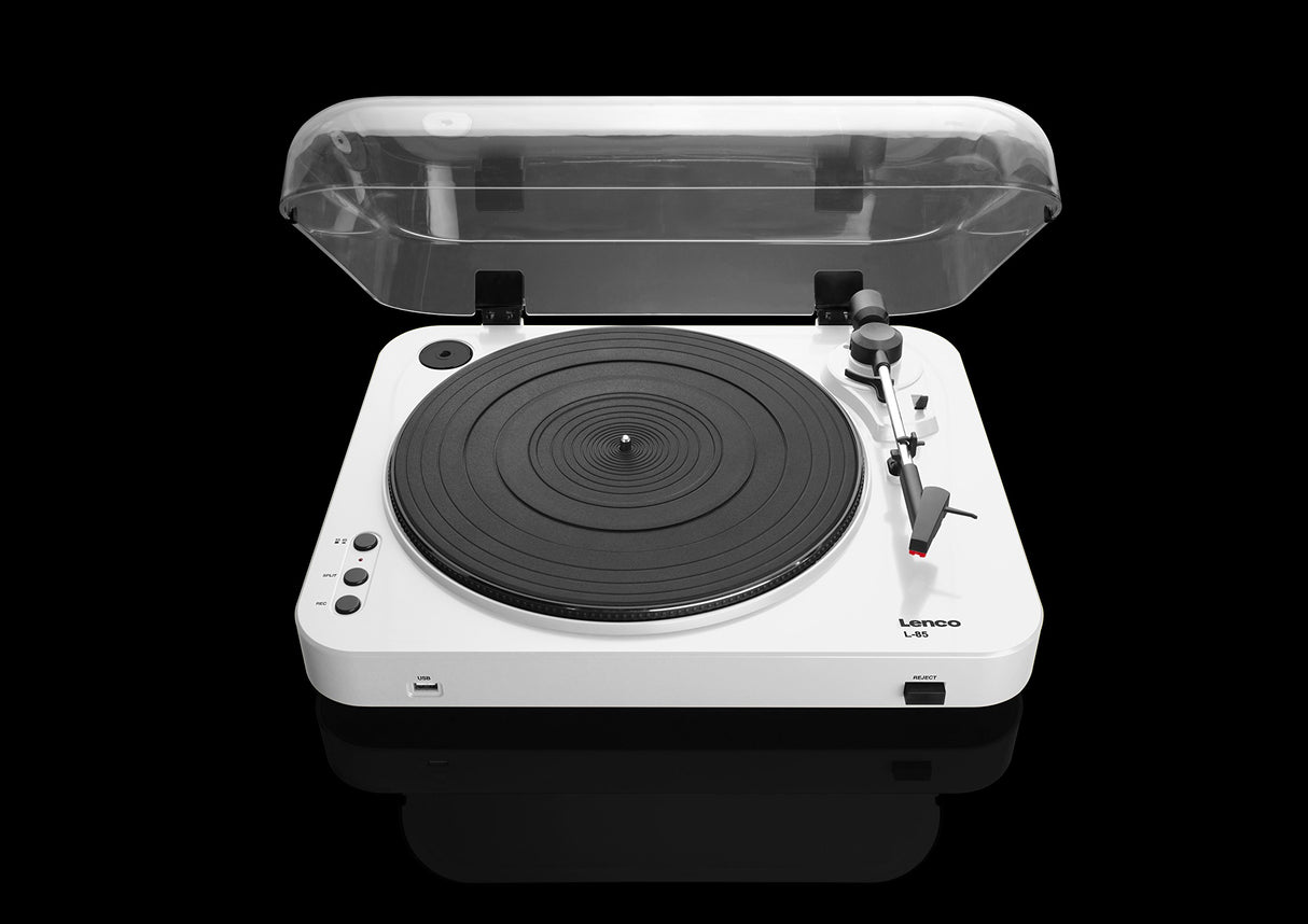 Lenco L-85 Tocadiscos con USB, Semi Automático, 33 45 RPM, Estereo, 12W, Blanco