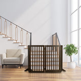 Relaxdays Barrera Seguridad Niños, Valla Protectora, Puerta, 92x206cm, Plegable, Cerca Protección Bebés, Perros, Marrón, Tablero de Fibras