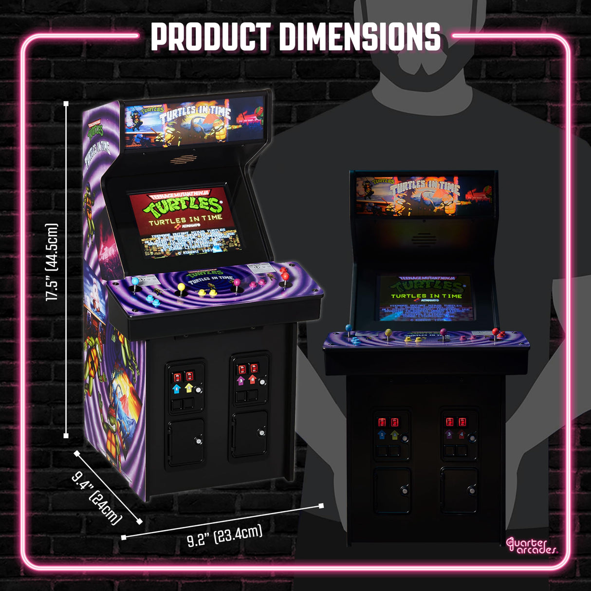 Numskull quarter arcades TMNT Tortugas en el Tiempo Edición Coleccionista Mini Arcade - Réplica de Madera auténtica a Escala 1/4, ROM Original, batería Recargable y Altavoces de 3 W para entusiastas