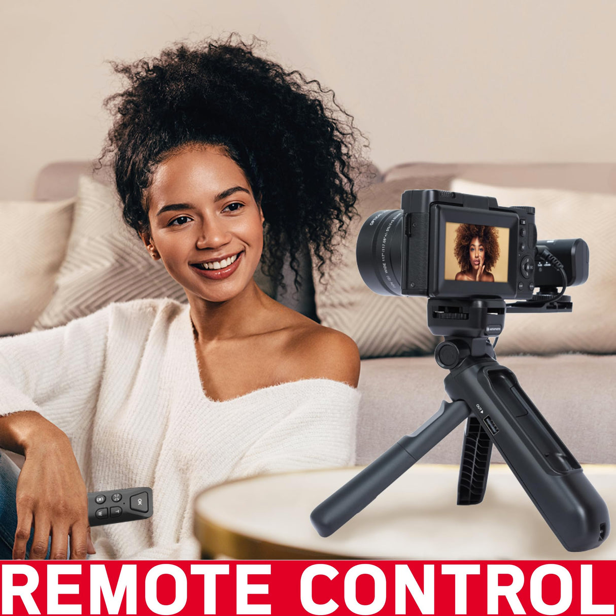 AGFA Photo - Kit de Vlogging Todo en Uno: Cámara VLG-4K Optical, Trípode Powerbank, Mando a Distancia, Micrófono y Tarjeta MicroSD de 32GB incluidos - ¡Captura Tus Momentos en 4K con Estilo! - Negro