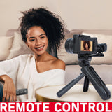 AGFA Photo - Kit de Vlogging Todo en Uno: Cámara VLG-4K Optical, Trípode Powerbank, Mando a Distancia, Micrófono y Tarjeta MicroSD de 32GB incluidos - ¡Captura Tus Momentos en 4K con Estilo! - Negro