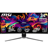 MSI MPG 341CQPX QD-OLED 34 Pulgadas UWQHD Monitor Curvo Gaming - 3440 x 1440 21:9 QD-OLED Panel, 240Hz, 0.03ms, 99.3% DCI-P3, ΔE≤2, DisplayHDR True Black 400, DP 1.4a, HDMITM, USB Tipo C PD:98W