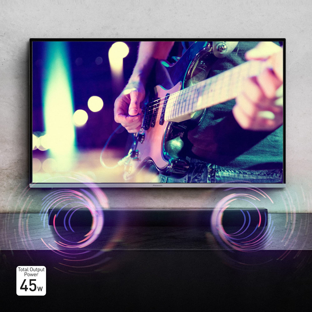 Panasonic SC-HTB100 Barra de Sonido 2.0 (HDMI, USB, Montaje Pared, Bluetooth, 45 W, Sonido Potente para TV) Negro