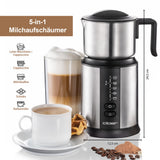 Cloer 7789 Espumador de leche eléctrico, para hasta 450 ml, espuma de leche fría o templada, chocolate caliente, diferentes modos seleccionables, 500 vatios, bobina espumante magnetica