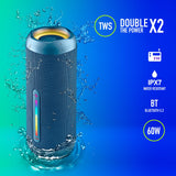 NGS Roller Furia 3 Blue - Altavoz Inalámbrico Compatible con Bluetooth, Impermeabilidad IPX7, 60 W, True Wireless, USB, Duración Batería 9 Horas, Azul …