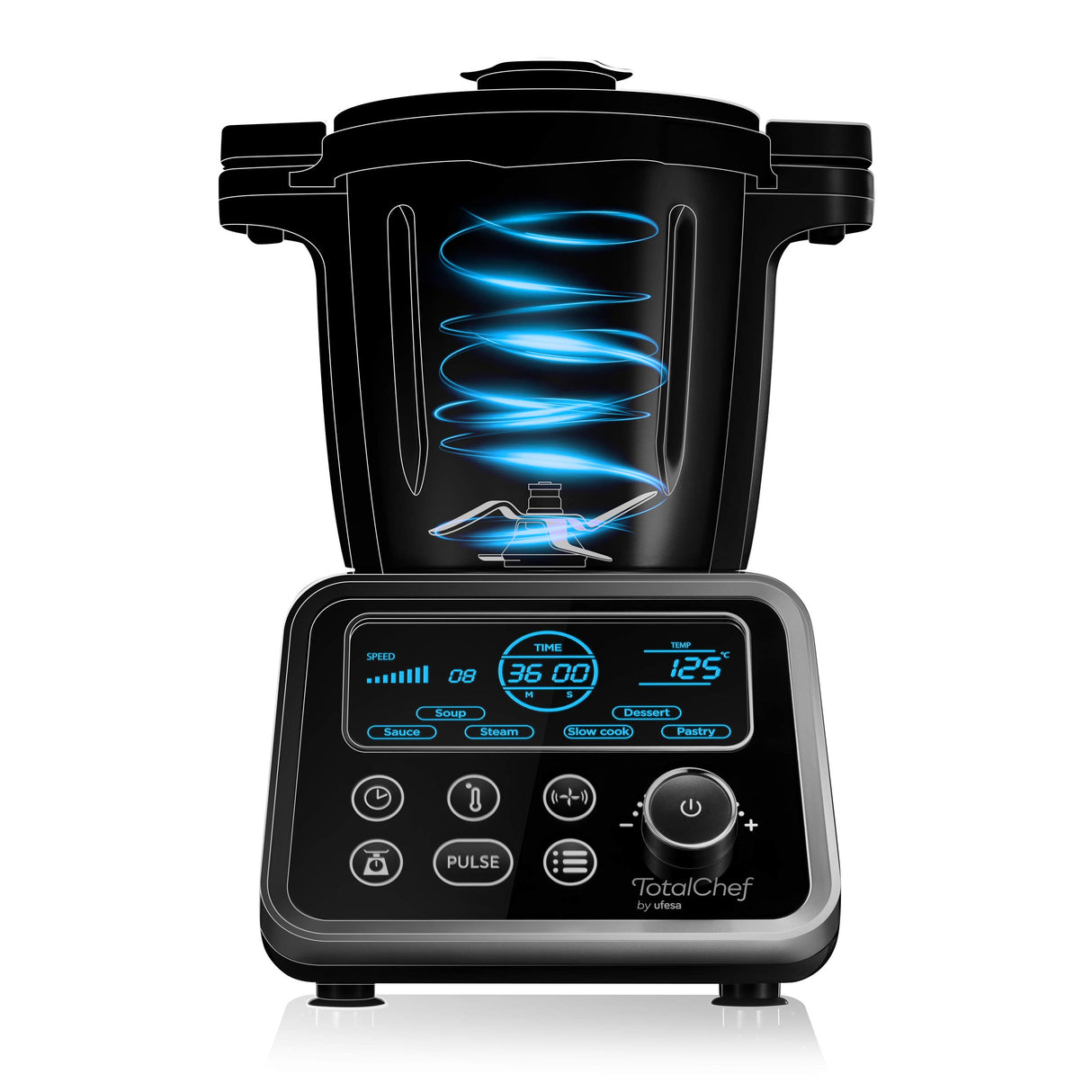 Ufesa Totalchef RK5 Robot de Cocina con Cocción, Varios Programas para Cocinar, 1700 W de Potencia, Pantalla LCD, Jarra con Capacidad de 3,5 L, Recetario y Manual en Italiano, Sin BPA
